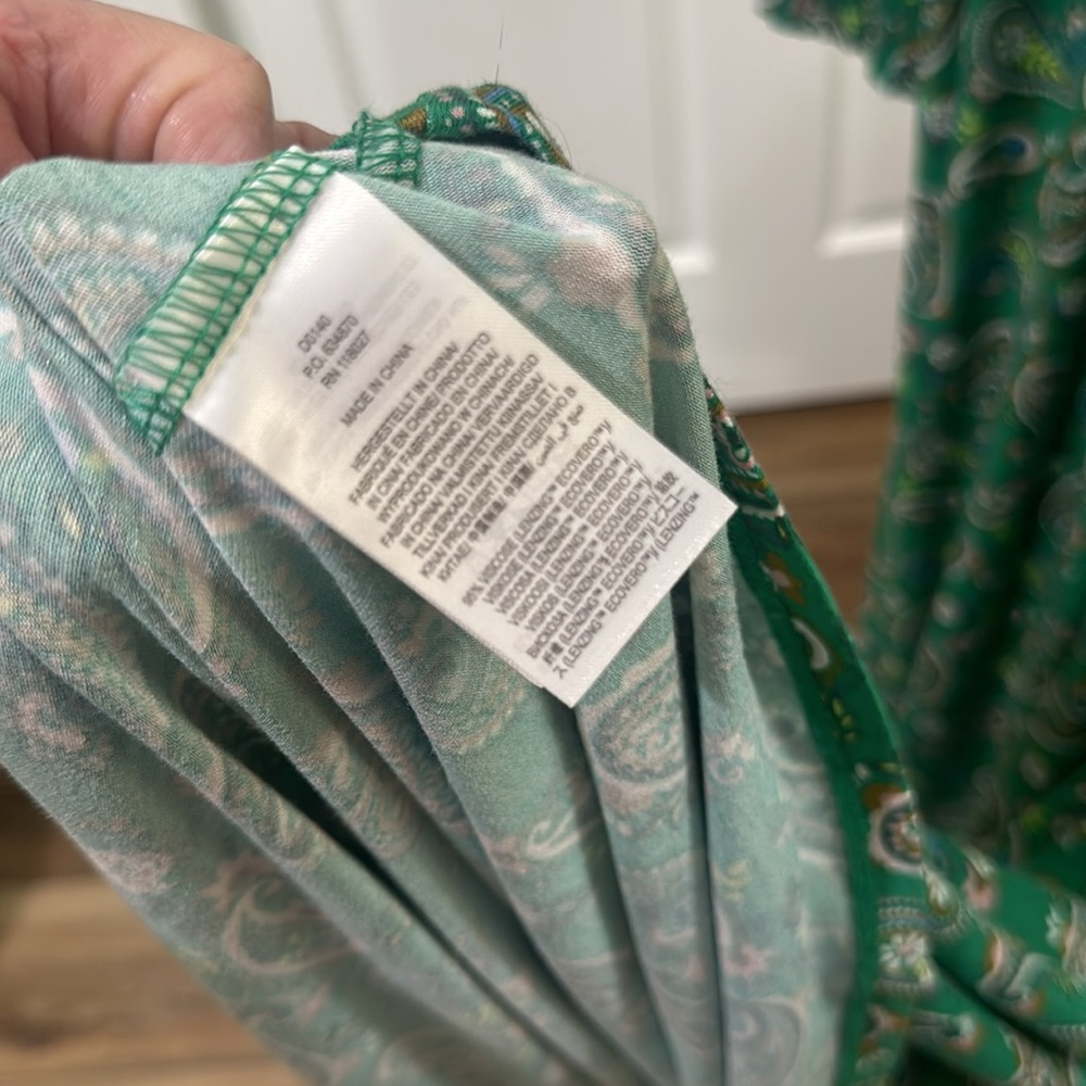 BODEN 14 large XL Gorgeous Green Paisley MAXI Dress Longsleeve - Picture 13 of 16